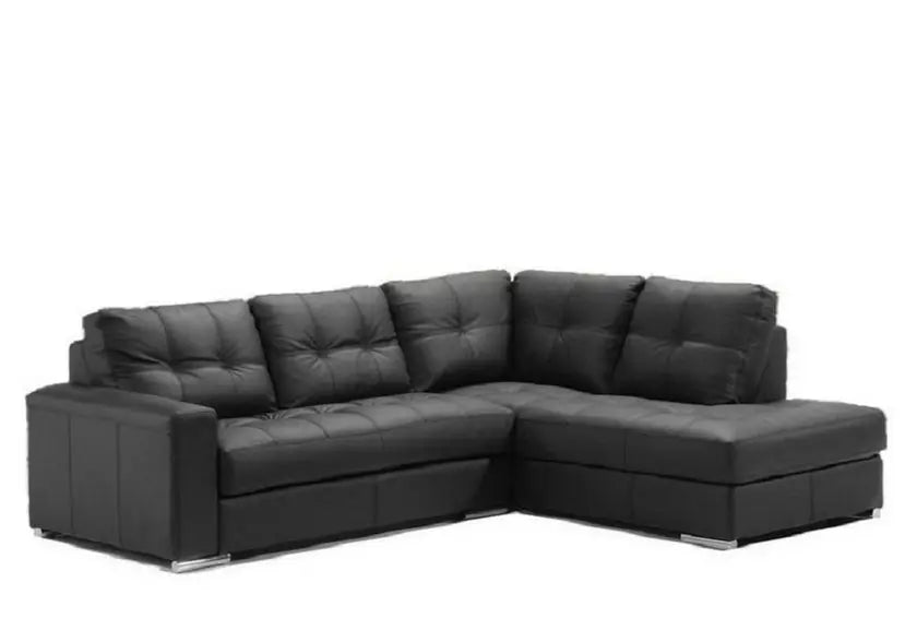 Canapé angle cuir noir convertible lit ALEXIE Made in Italy