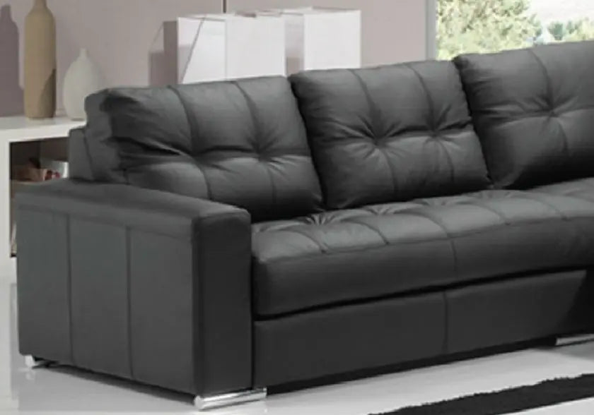 Canapé angle cuir noir convertible lit ALEXIE Made in Italy