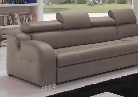 Canapé angle cuir taupe têtières réglables AMELIE - DEKOFLIX