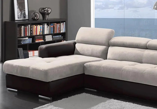 Canapé angle cuir tissu beige ALEXA - DEKOFLIX