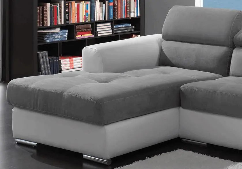Canapé angle cuir tissu gris ALEXA - DEKOFLIX