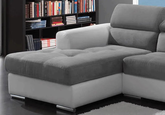 Canapé angle cuir tissu gris ALEXA - DEKOFLIX