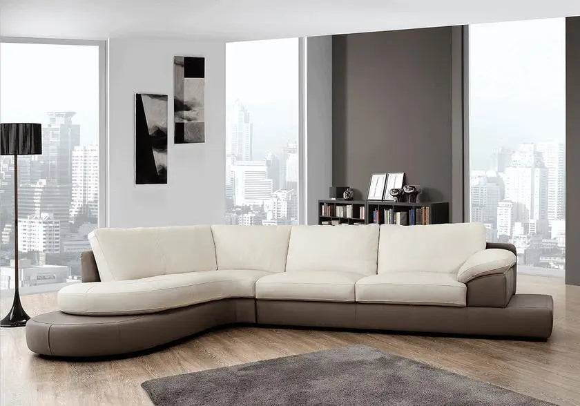 Canapé angle design cuir blanc CLÉO - DEKOFLIX