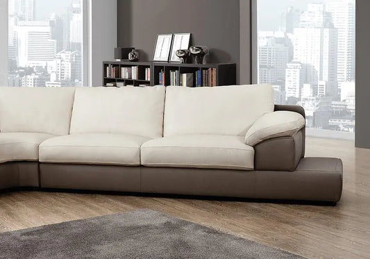 Canapé angle design cuir blanc CLÉO - DEKOFLIX