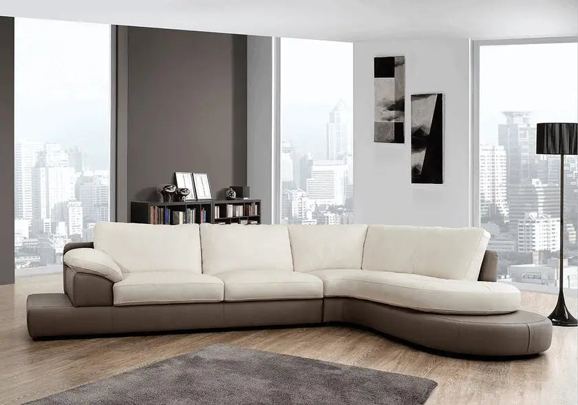 Canapé angle design cuir blanc CLÉO - DEKOFLIX