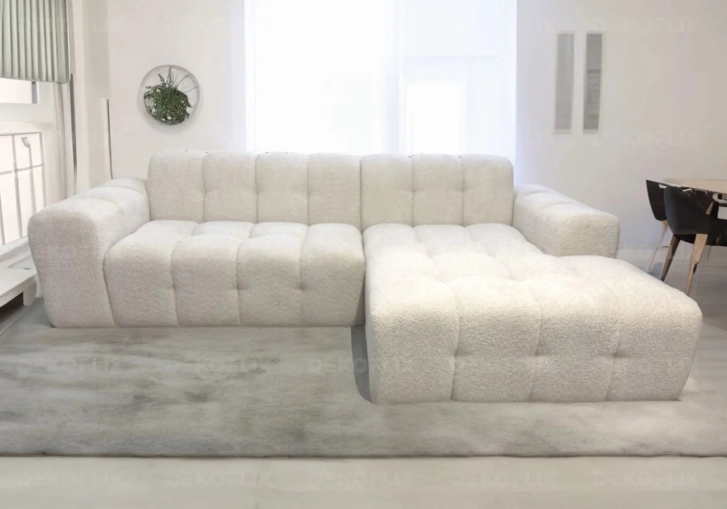 Canapé angle moderne doudou boucle blanc SARY New Design