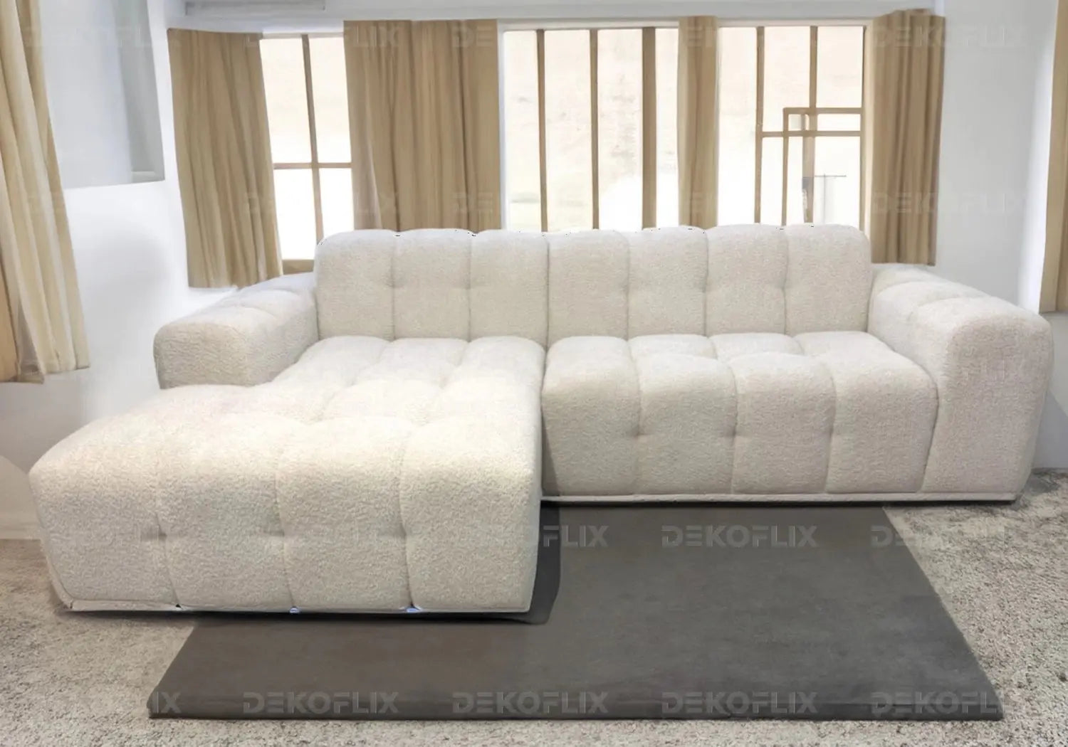 Canapé angle moderne doudou boucle blanc SARY New Design