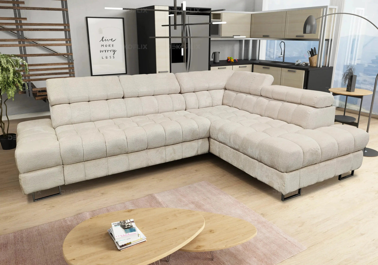 Canapé angle moderne doudou boucle blanc TYBO New Design