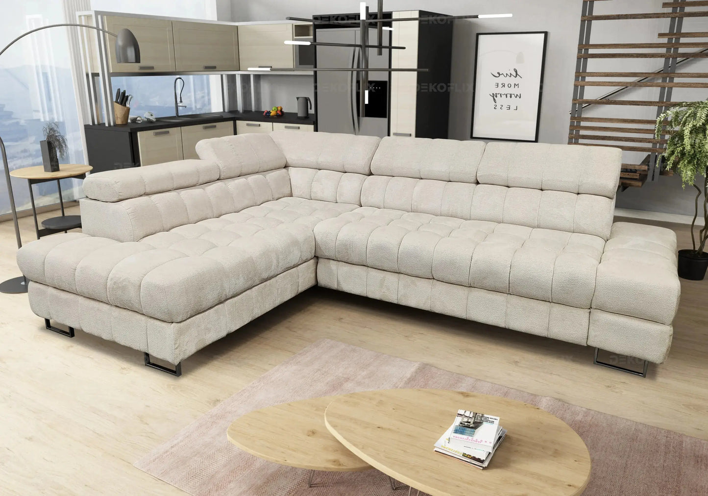 Canapé angle moderne doudou boucle blanc TYBO New Design