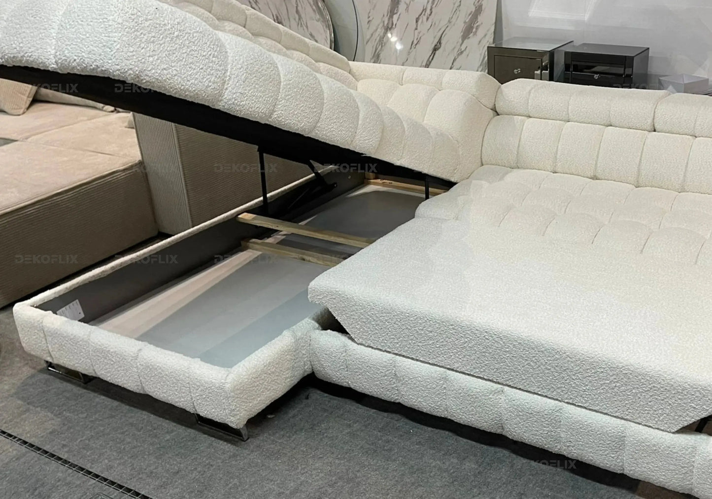 Canapé angle moderne doudou boucle blanc TYBO New Design