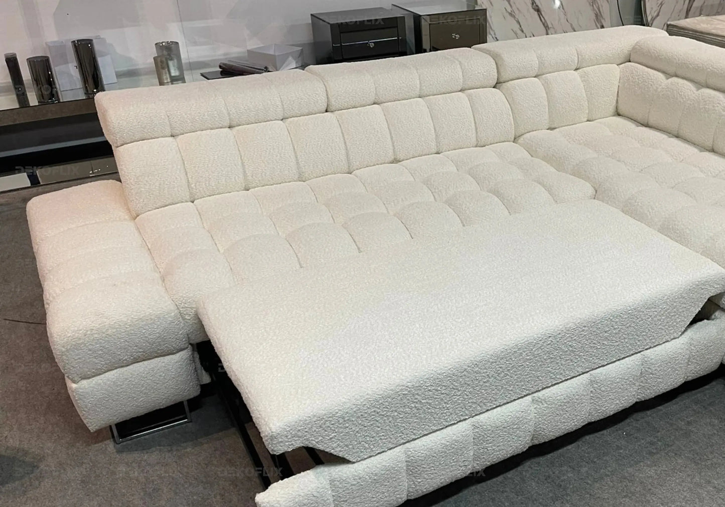 Canapé angle moderne doudou boucle blanc TYBO New Design