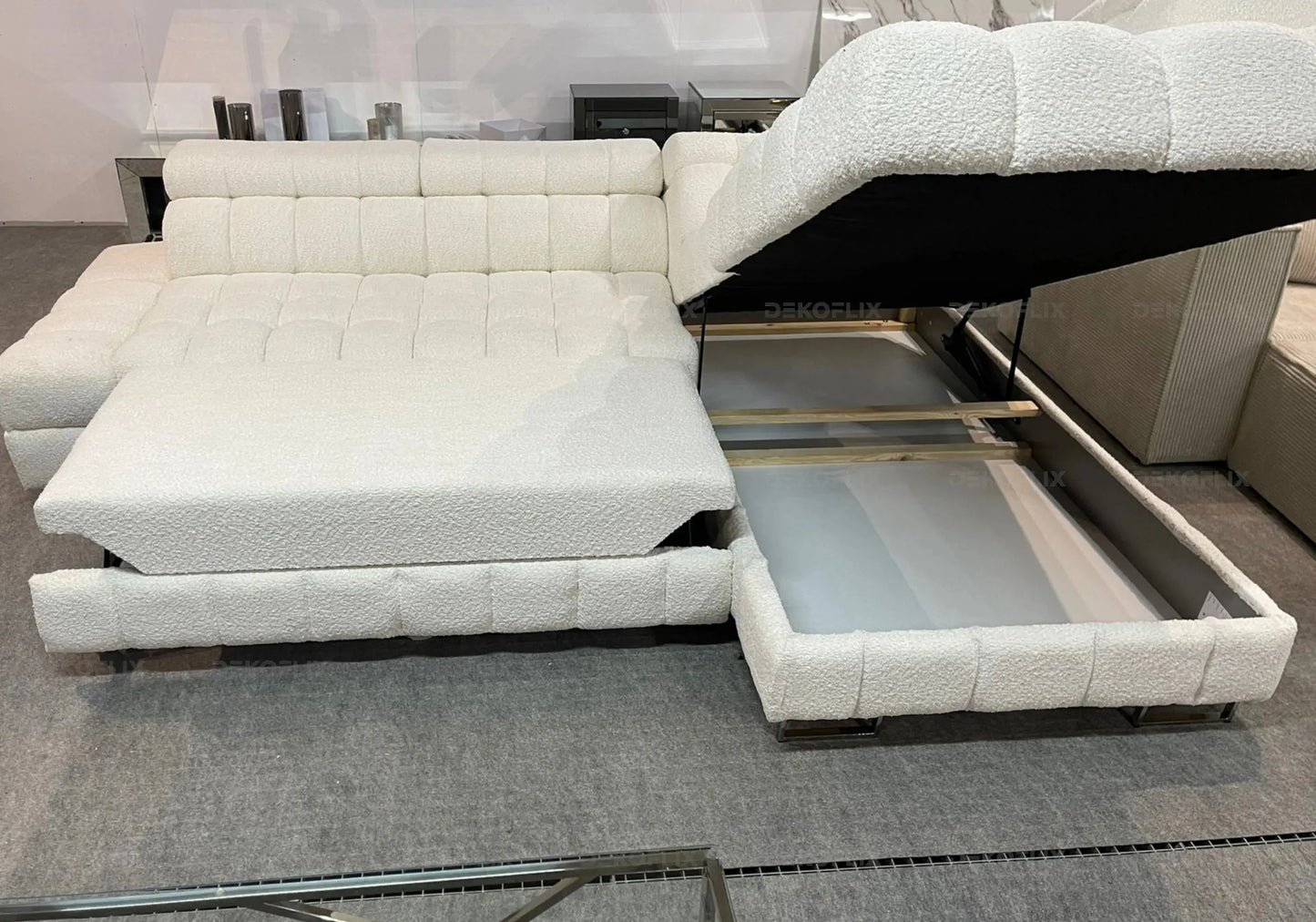 Canapé angle moderne doudou boucle blanc TYBO New Design