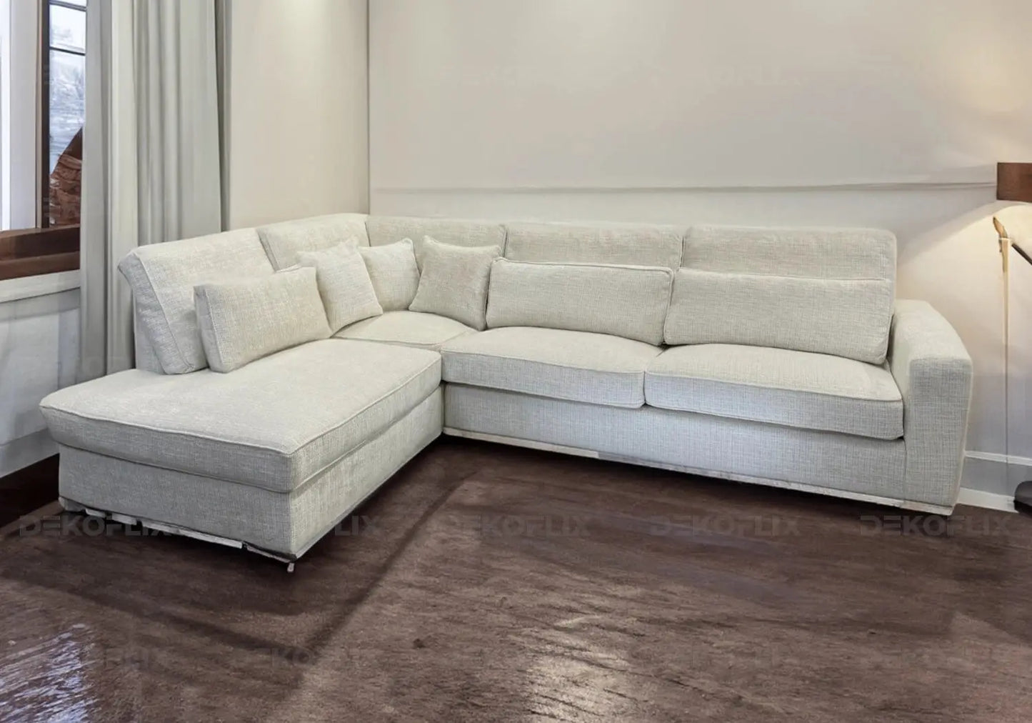 Canapé angle moderne tissu blanc ALES New Design