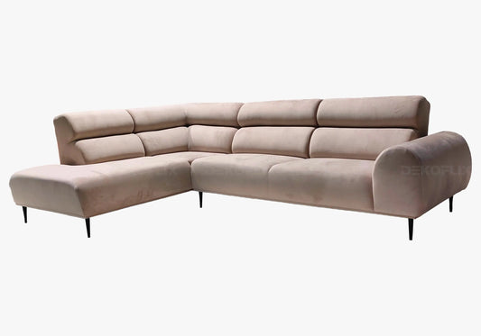 Canapé angle moderne velours beige DENY New Design