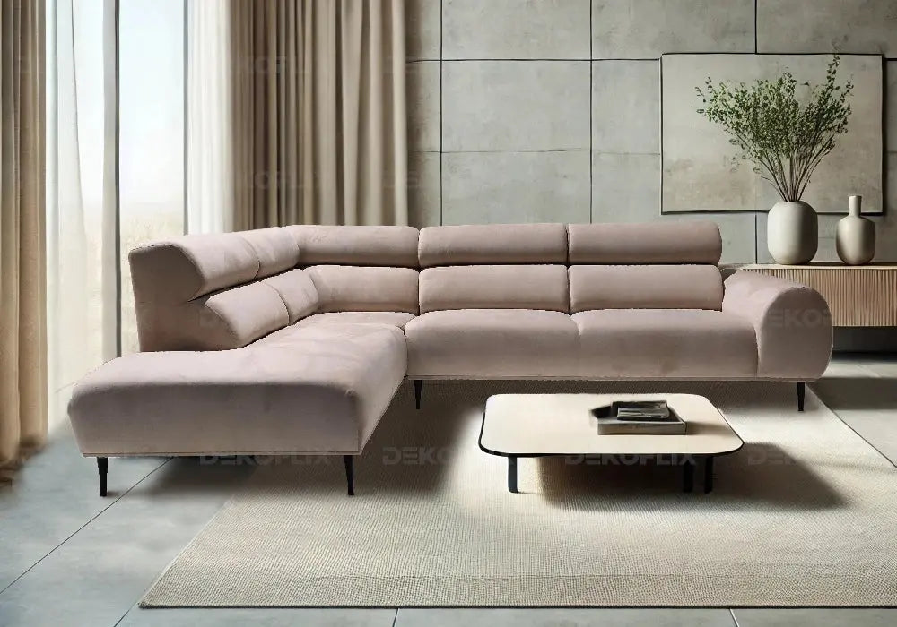 Canapé angle moderne velours beige DENY New Design