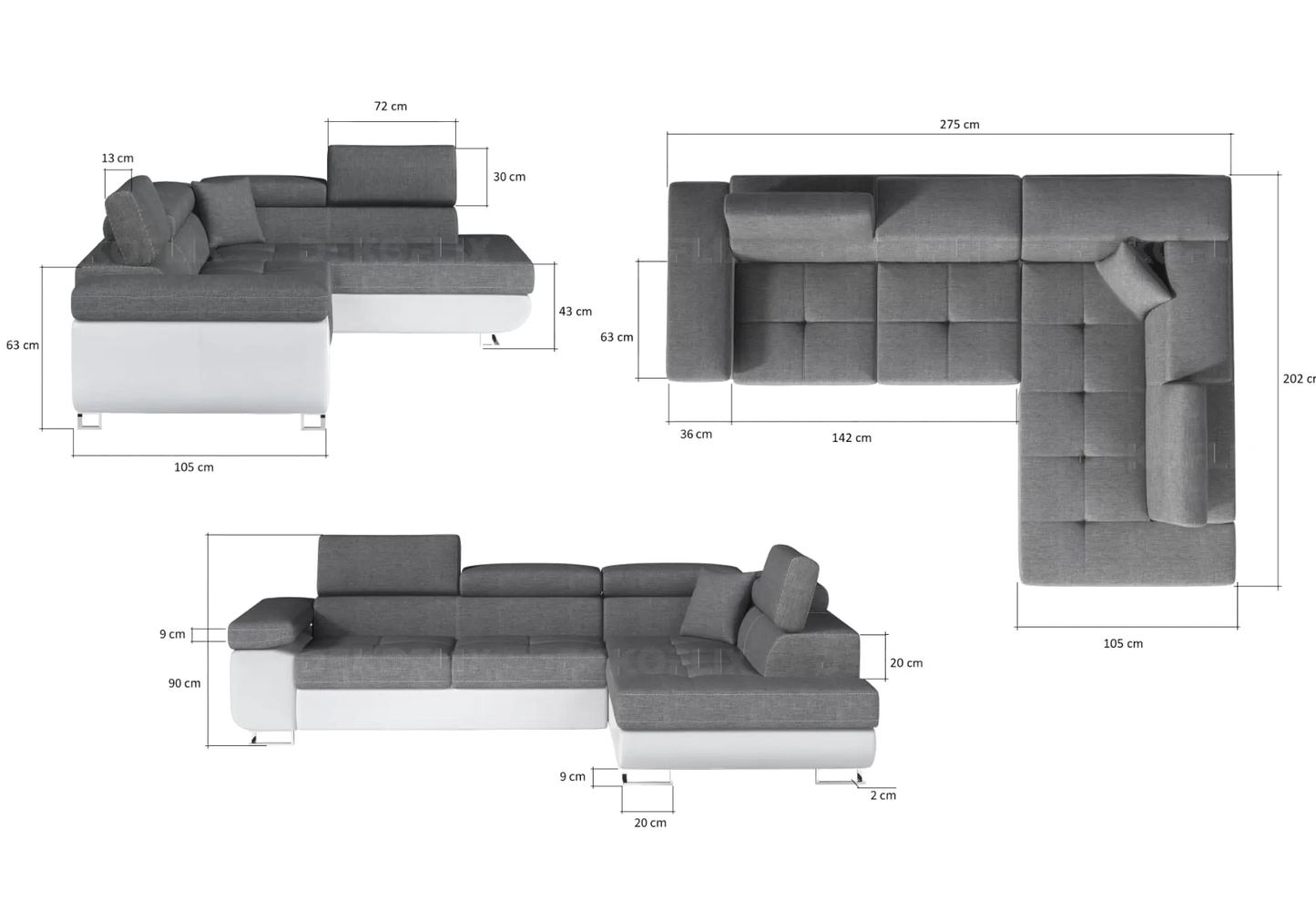 Canapé angle moderne velours beige TEVA New Design