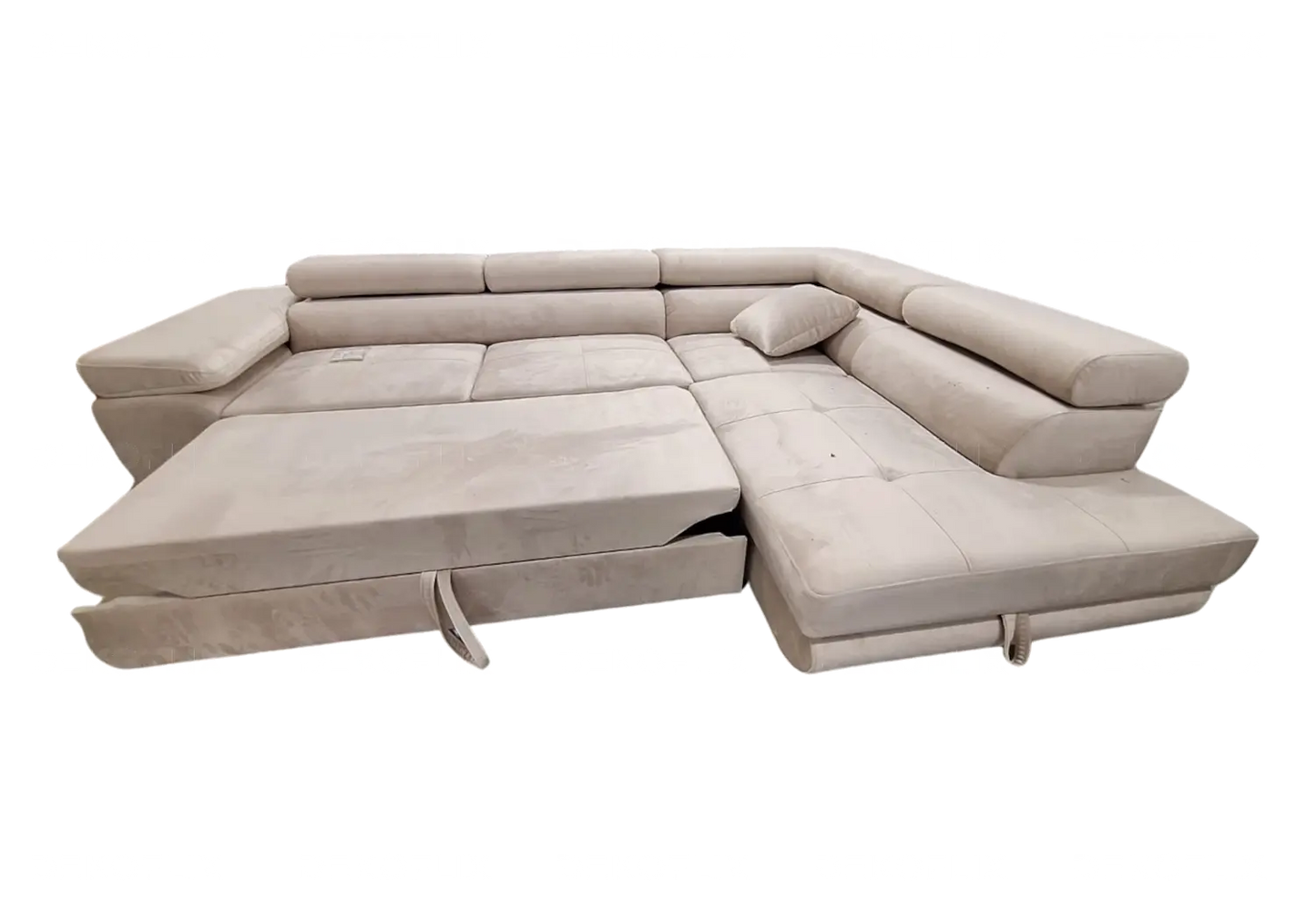 Canapé angle moderne velours beige TEVA New Design
