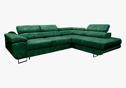Canapé angle moderne velours vert sapin TEVA New Design