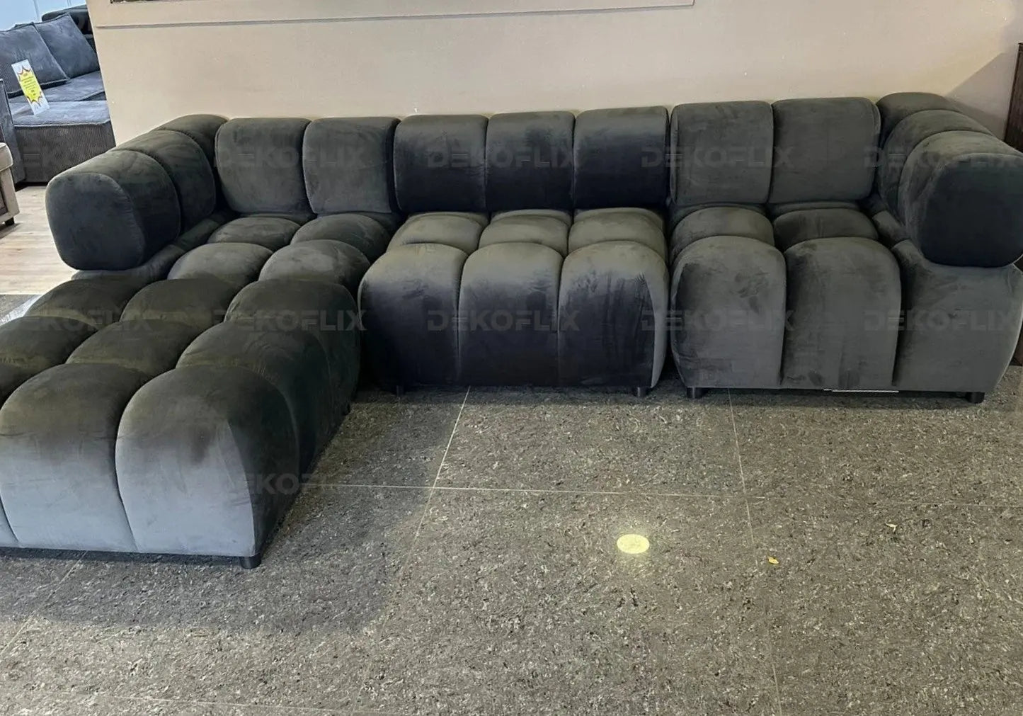 Canapé angle modulable velours anthracite ALEN New Design