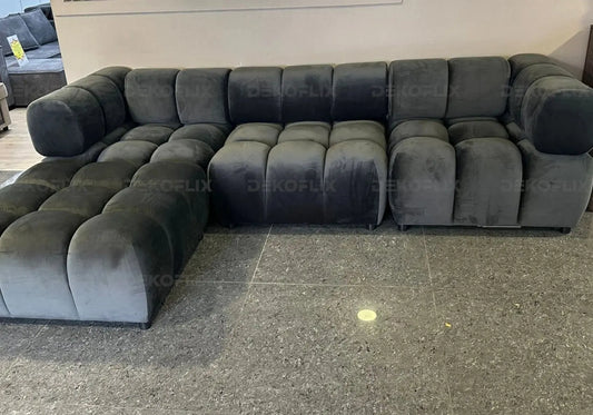 Canapé angle modulable velours anthracite ALEN New Design