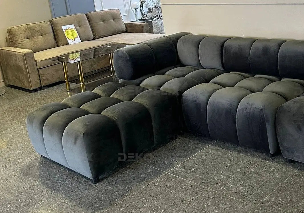 Canapé angle modulable velours anthracite ALEN New Design