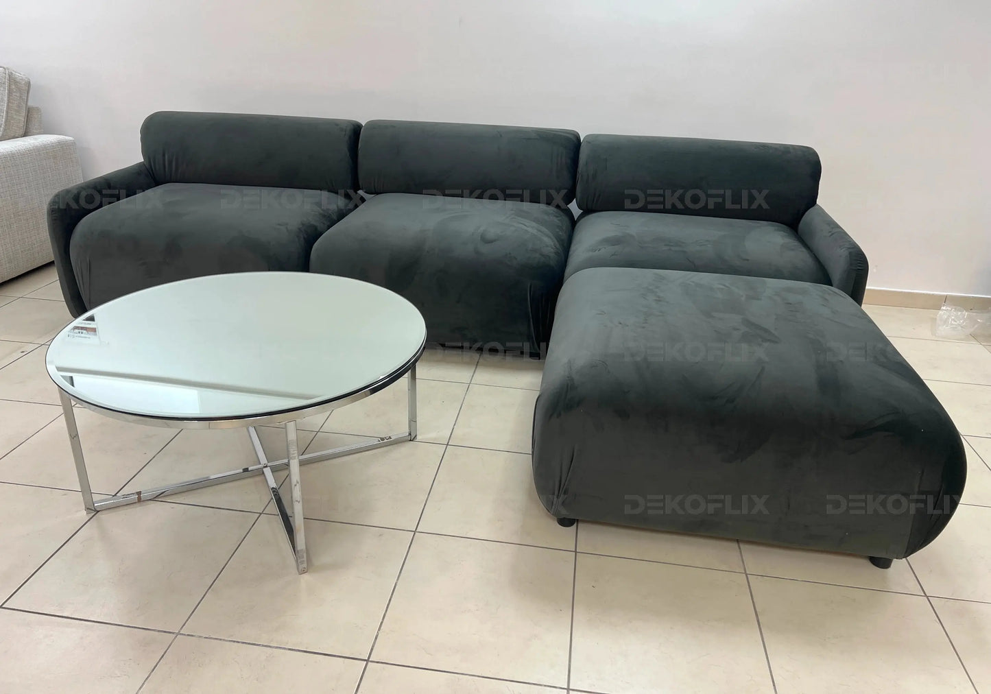 Canapé angle modulable velours anthracite YONY New Design