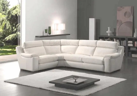 Canapé angle relax cuir blanc ARGO - DEKOFLIX