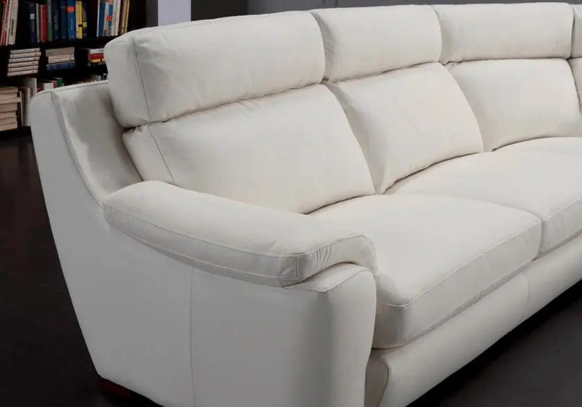 Canapé angle relax cuir blanc ARGO - DEKOFLIX