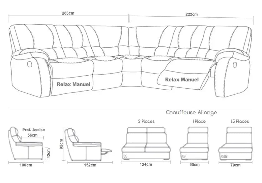Canapé angle relax cuir blanc ARGO Made in Italy