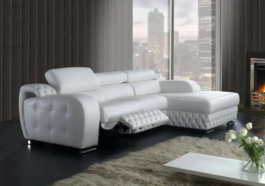 Canapé angle relax cuir blanc LANA S.T. Italy