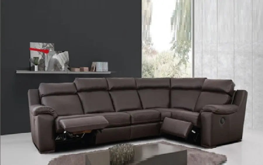 Canapé angle relax cuir gris ARGO Made in Italy