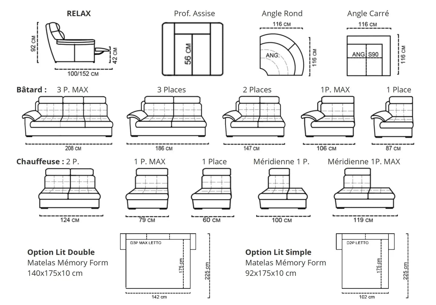 Canapé angle relax cuir marron MARC Made in Italy