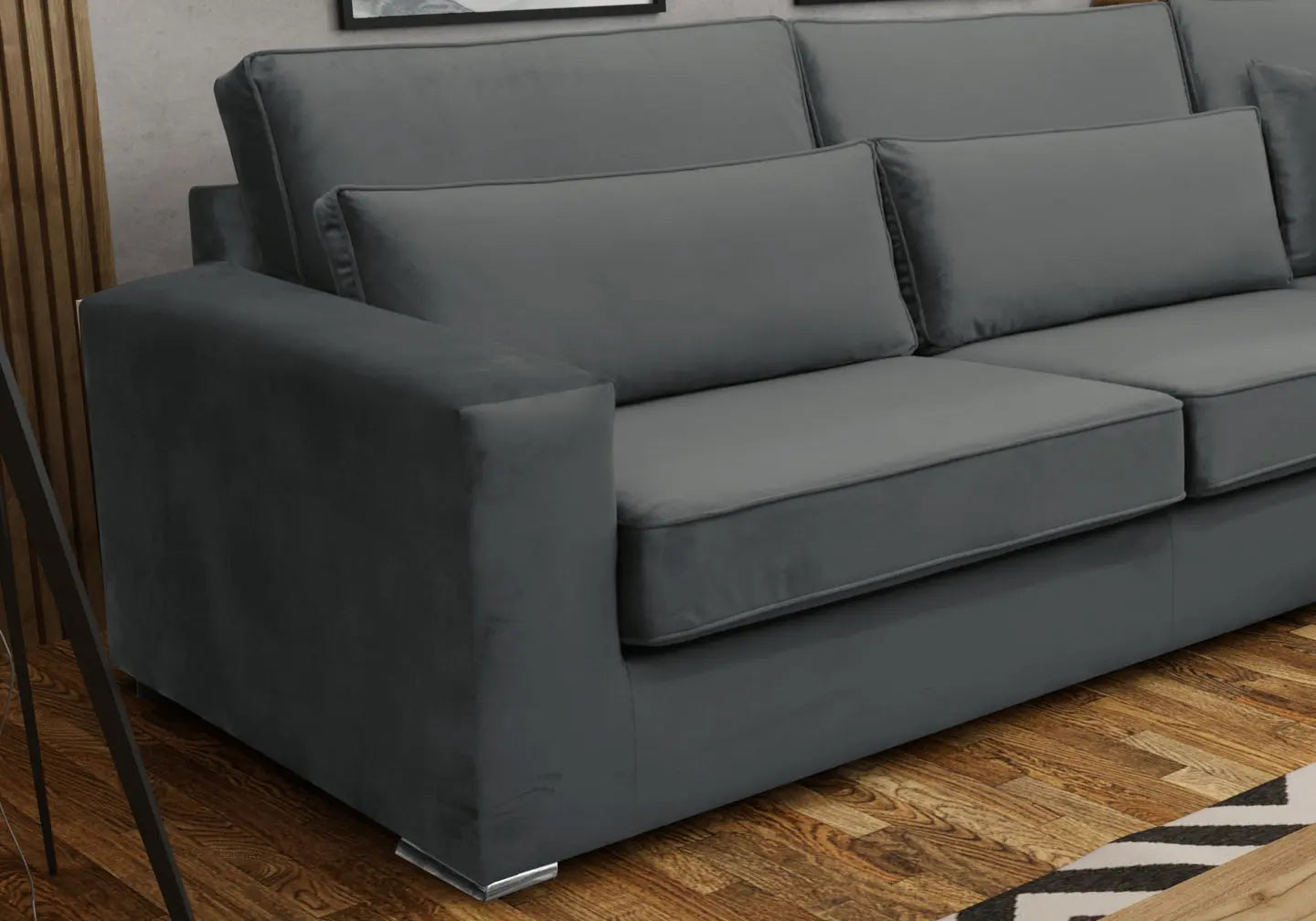 Canapé angle velours anthracite LÉA New Design