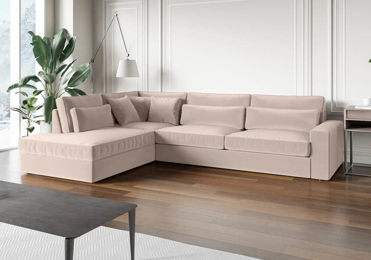 Canapé angle velours beige ENA - DEKOFLIX