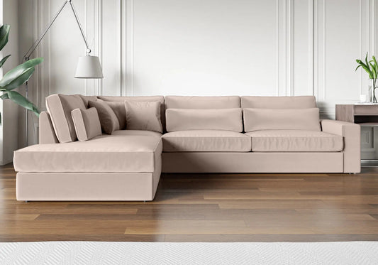 Canapé angle velours beige ENA New Design