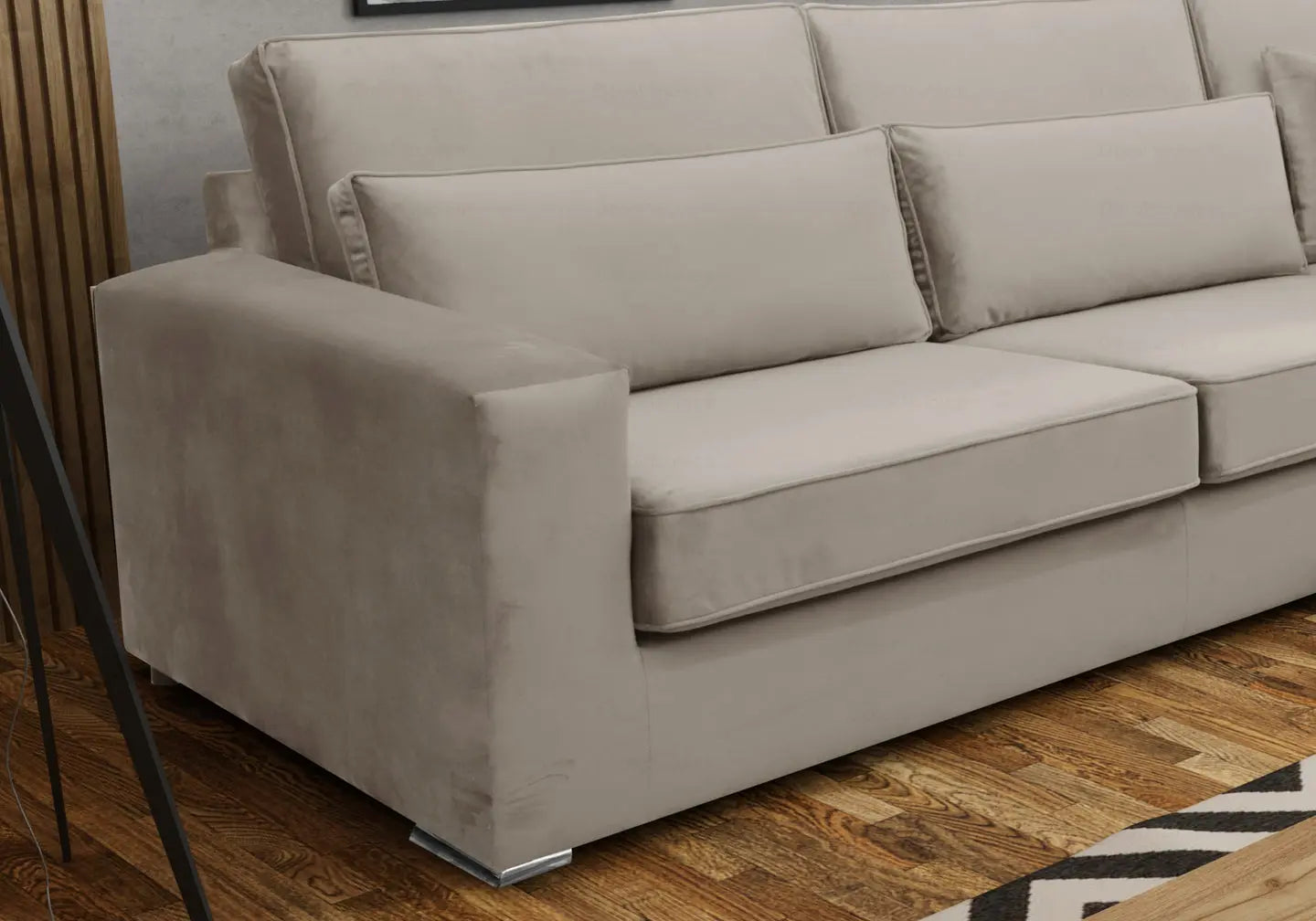 Canapé angle velours beige LÉA New Design