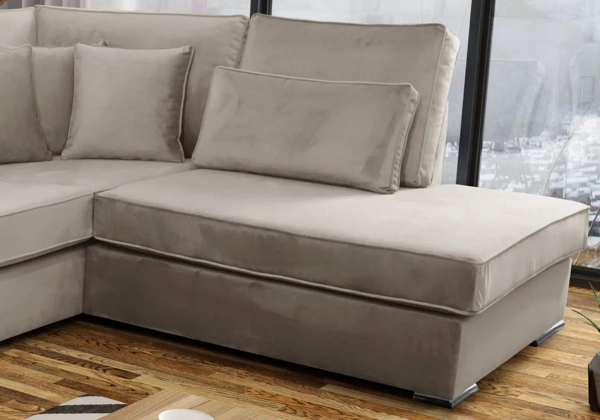 Canapé angle velours beige LÉA New Design
