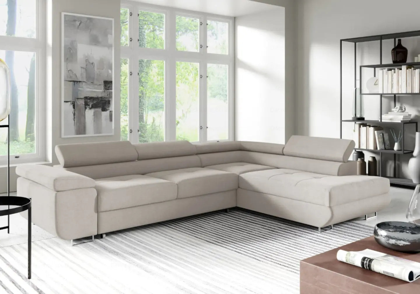 Canapé angle velours beige TEVA Made in Italy