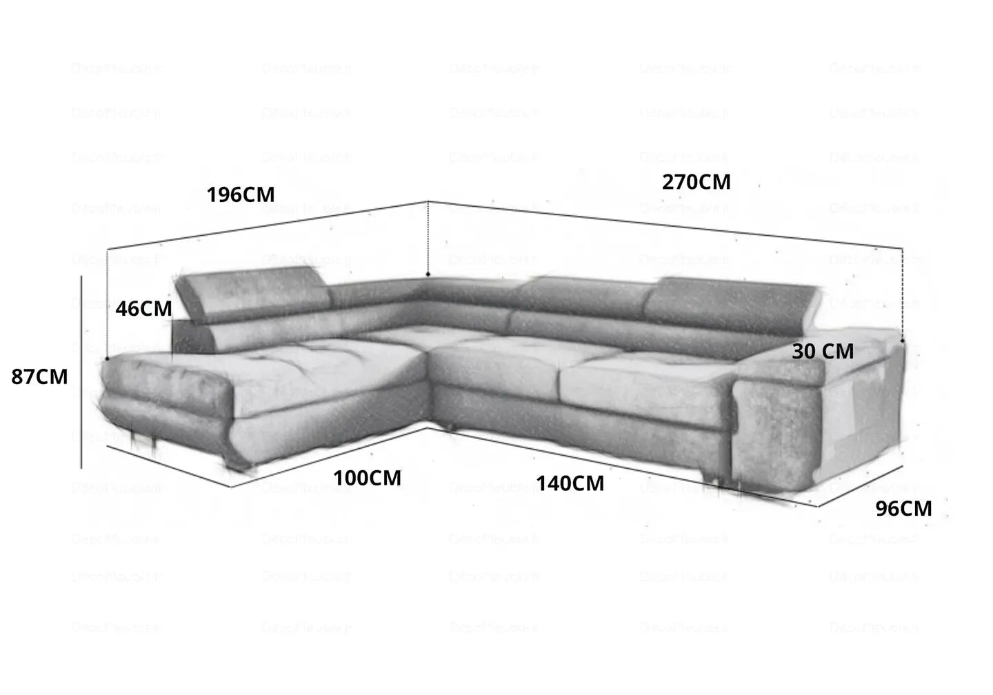 Canapé angle velours beige TEVA Made in Italy