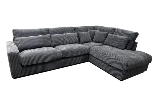 Canapé angle velours côtelé anthracite AMIE New Design