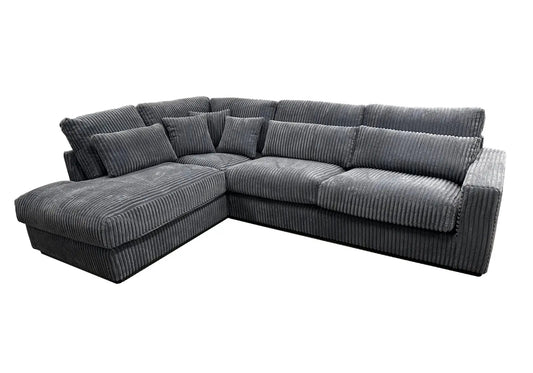 Canapé angle velours côtelé anthracite AMIE New Design
