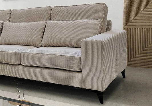 Canapé angle velours côtelé écru SALY - DEKOFLIX