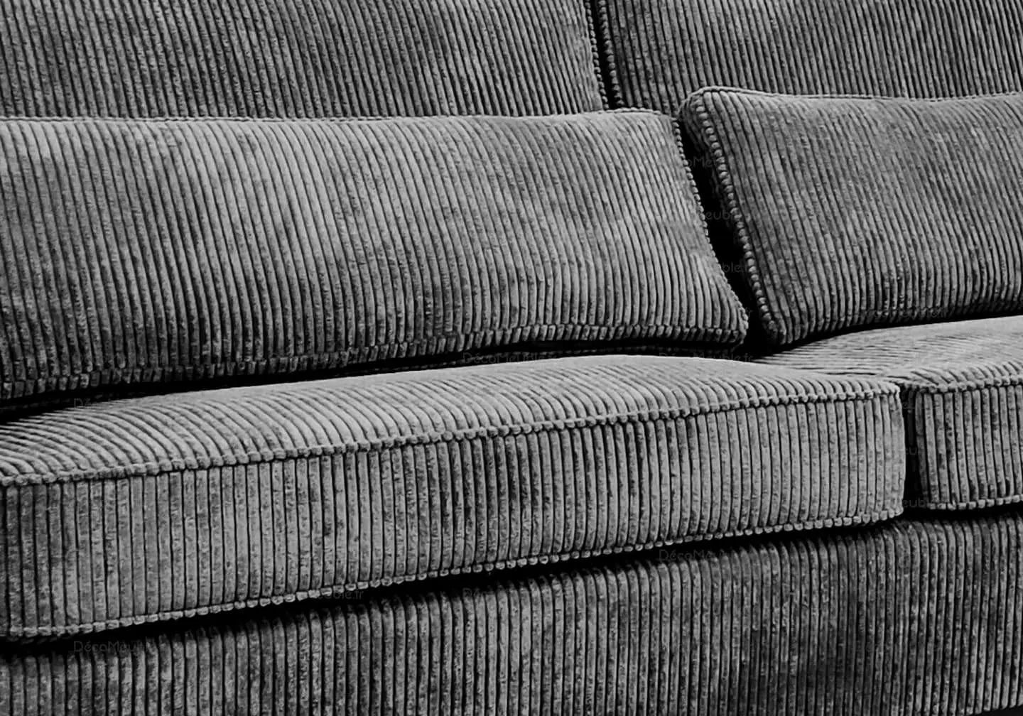 Canapé angle velours côtelé gris LÉA - DEKOFLIX