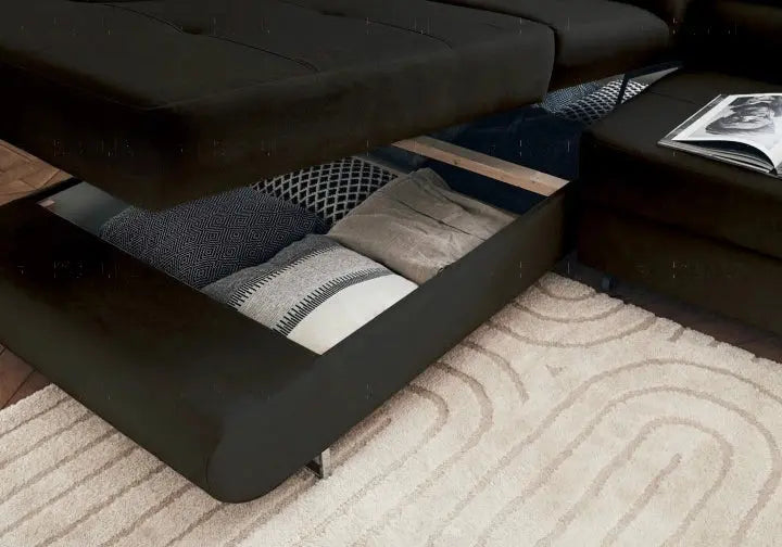 Canapé angle velours noir TEVA Made in Italy