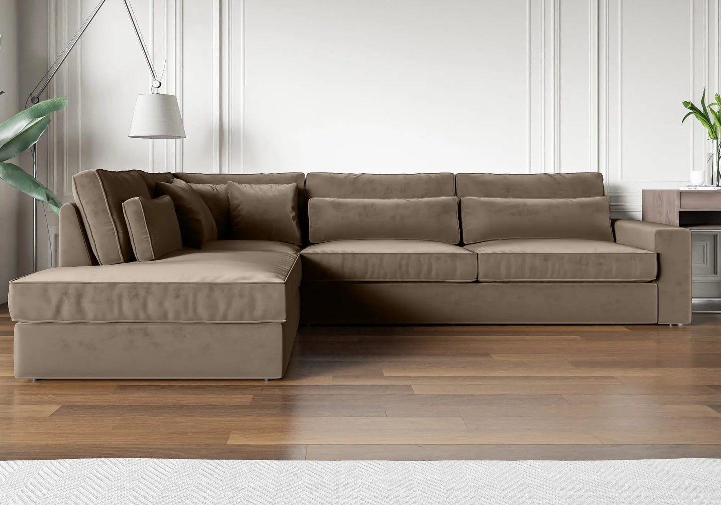 Canapé angle velours taupe ENA New Design