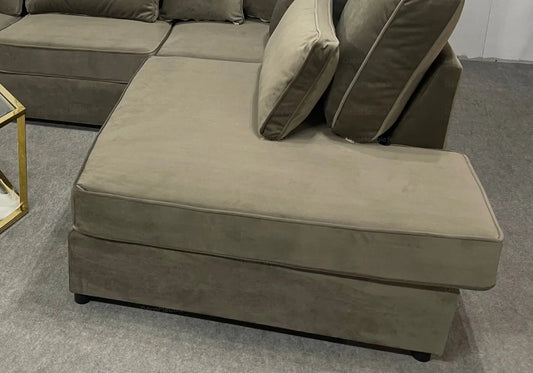 Canapé angle velours taupe vintage LÉA New Design