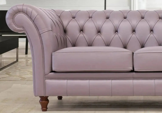 Canapé chesterfield cuir mauve CALIA S.T. Italy
