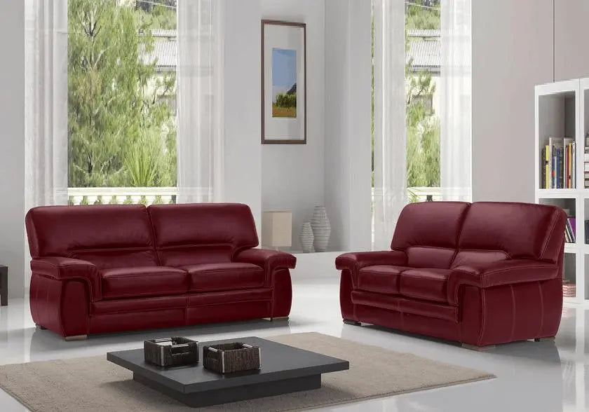Canapé convertible cuir bordeaux ANIS - DEKOFLIX