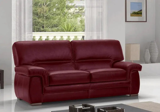 Canapé convertible cuir bordeaux ANIS - DEKOFLIX