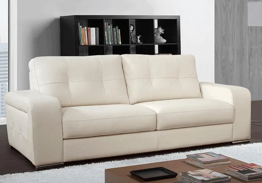 Canapé convertible cuir crème CLÉA - DEKOFLIX